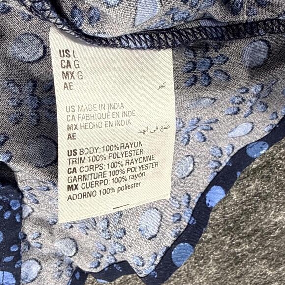 Style & Co. Blouse Women L Large Blue Geometric Short Sleeve Square Neck Rayon - Picture 4 of 7